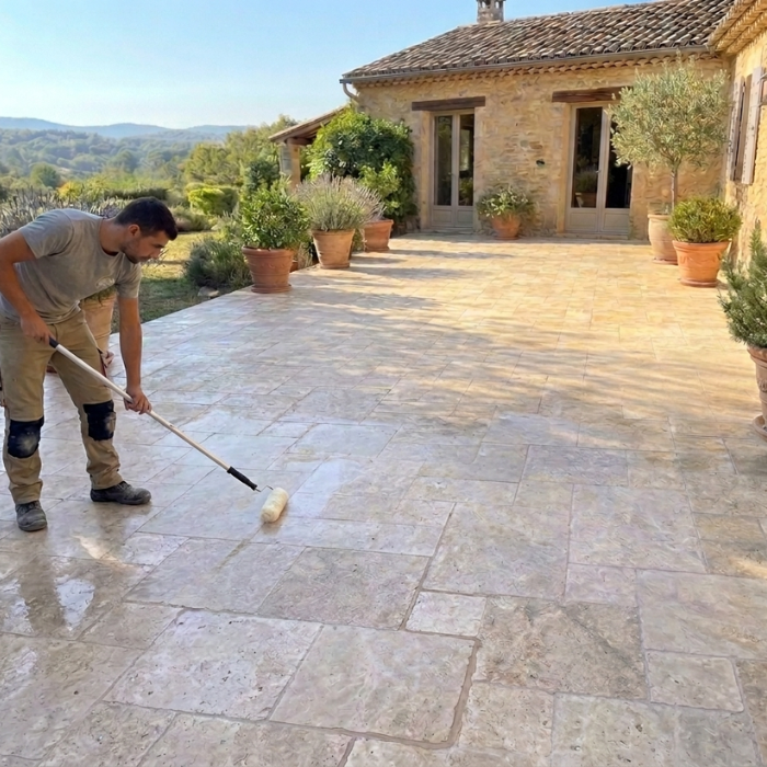imperméabilisation de terrasse en pierre naturelle